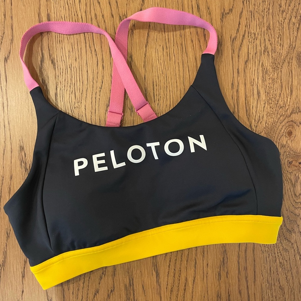 Peloton Women's Sports Bra - Black with Yellow and Pink